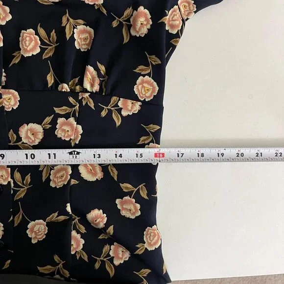 black floral vintage 90s midi dress - Picture 6 of 8